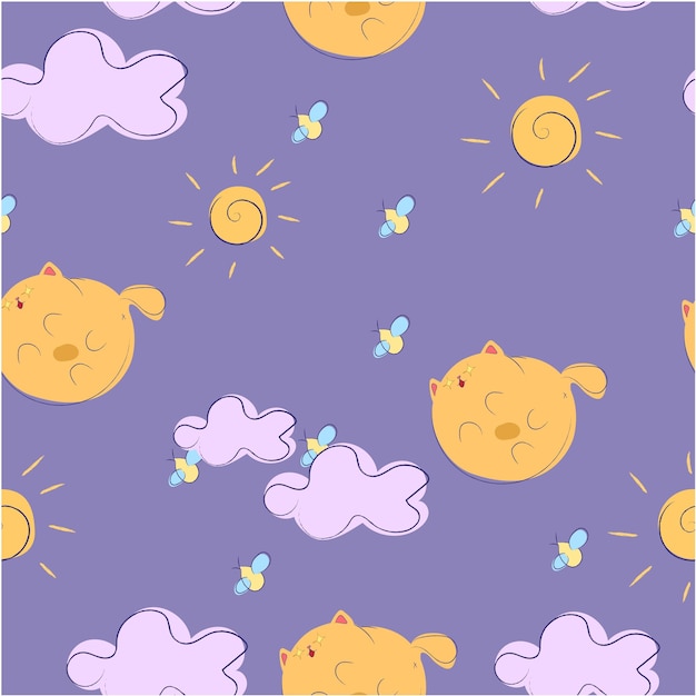 Joyful cat in sky pattern