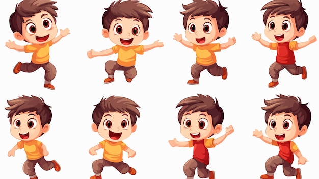 Joyful Child Jumping with Number Cartoon Vector Illustration