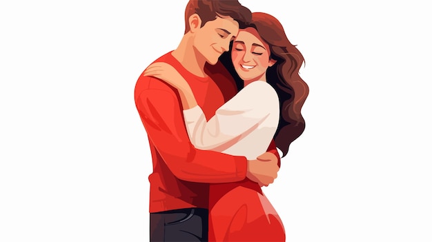 Vector joyful couple embracing romantic relationship