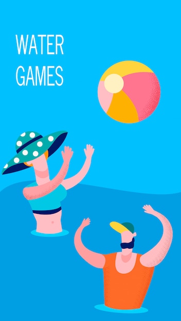 Joyful Couple Playing Water Game Banner Template