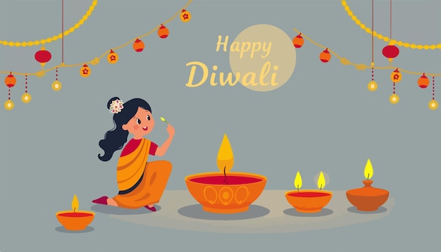 Joyful Diwali Wishes with Festival Decorations