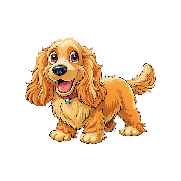 A Joyful English Cocker Spaniel Dog on White Background