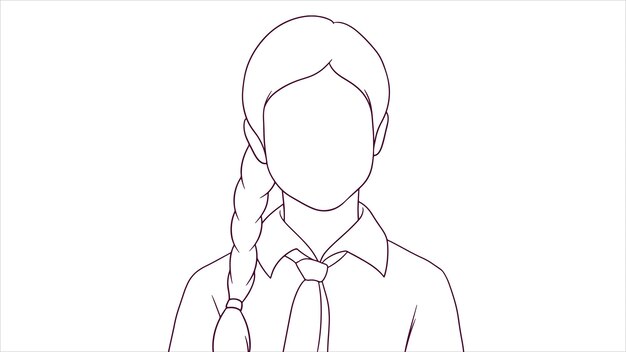 Joyful Expression of Schoolgirl hand drawn style vector illustration