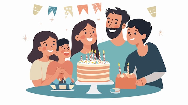 Joyful Family Birthday Celebration with Cake