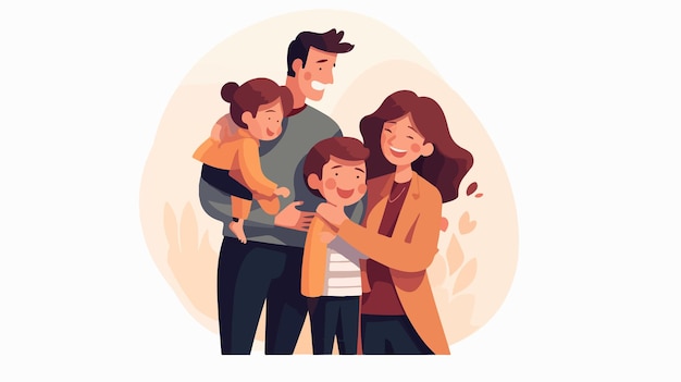 Joyful Family Embracing Together Heartwarming Moment of Happiness with Parents and Children Hugging