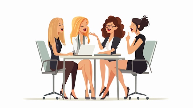 Vector joyful female business professionals socializing together