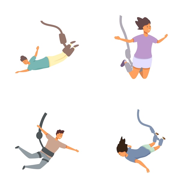 Vector joyful free fall four people skydiving