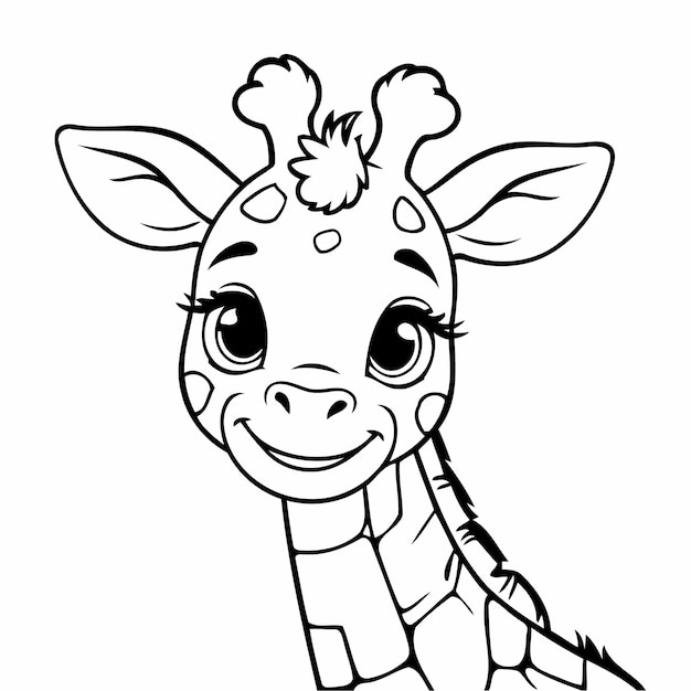 Joyful Giraffe hand drawn for kids page