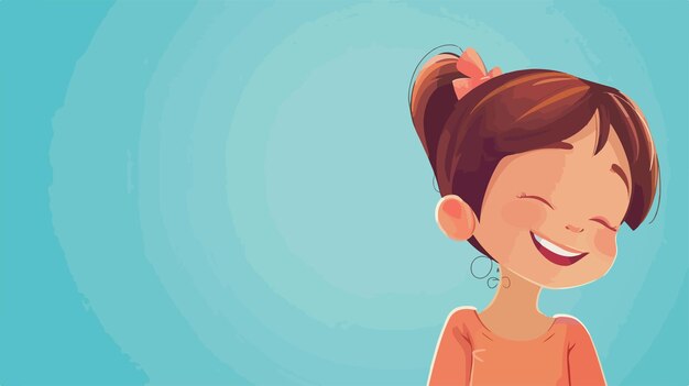 Vector joyful little girl smiling vector illustration