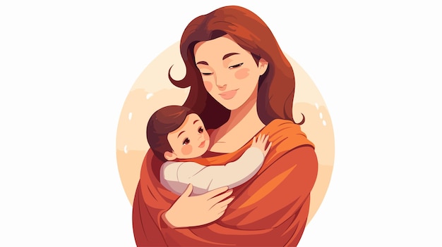 Joyful Mother Carrying Baby in Wrap Happy Parenting Lifestyle Image