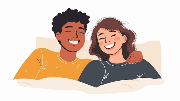 Vector joyful nonbinary couple sharing laughter and happiness