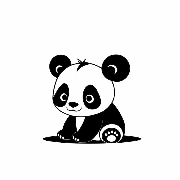 Joyful Panda doodle illustration for colouring books