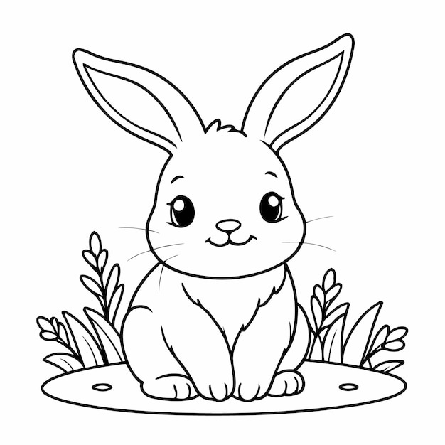 Vector joyful rabbit doodle for toddlers book