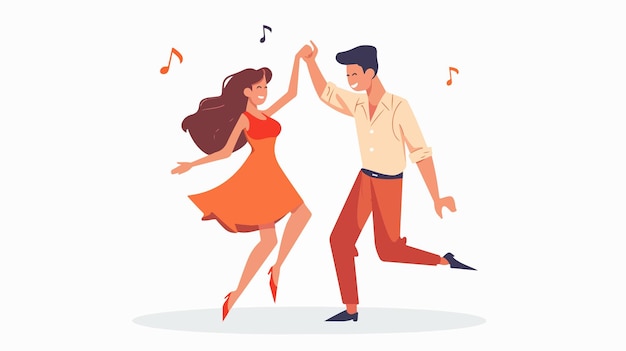 Vector joyful young couple dancing together professional image for dance and happiness concepts