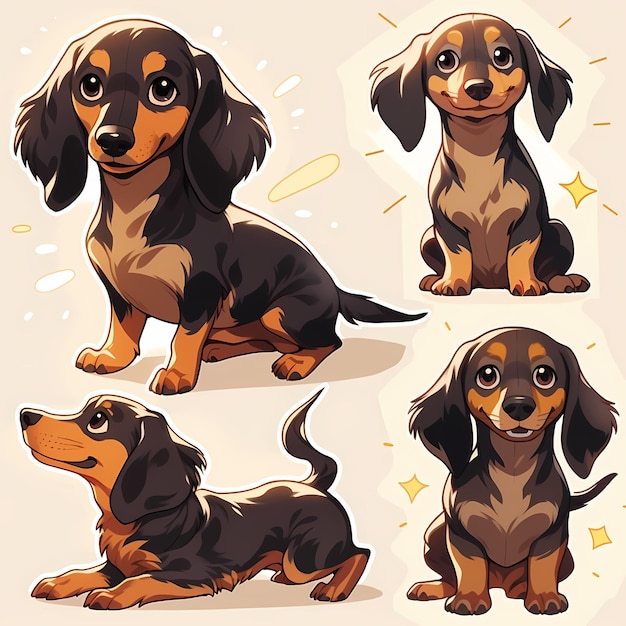 Vector joyfull_cute_dachshund_black_and_tan_puppy