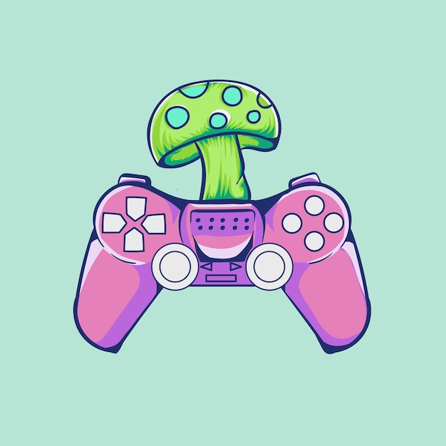 Joystick icon vector with mushroom