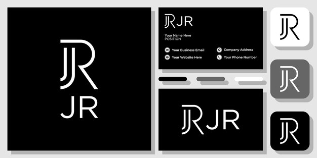 jr combinatin symbol capital letter initial alphabet with business card template