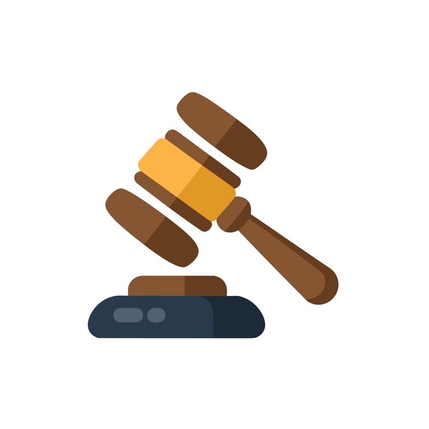 Vector judge gavel icon simple judge gavel colored flat icon on isolated white background