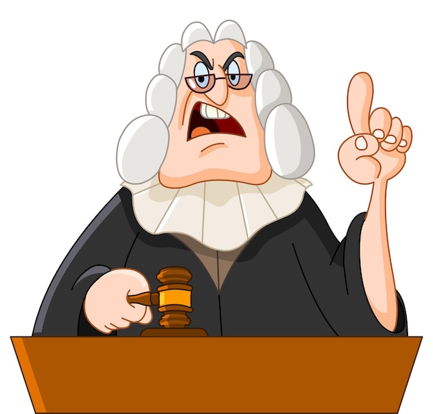 Judge Pointing and Holding a Gavel While Making a Verdict