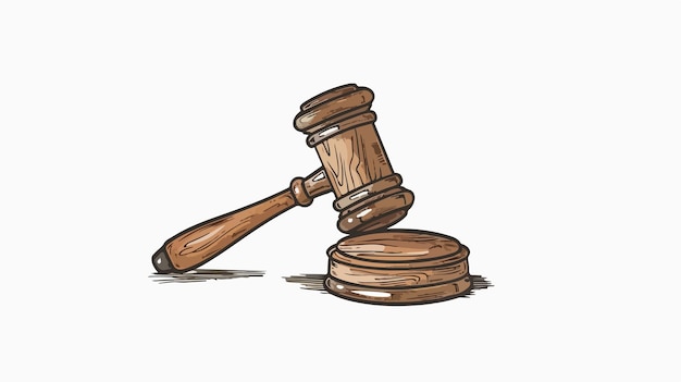 Vector judges gavel icon vector illustration handdrawn vecto