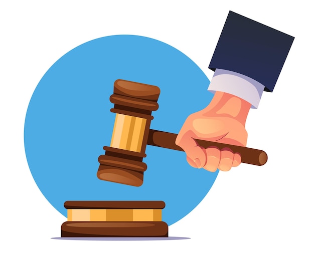 Vector judges gavel vector flat cartoon illustration