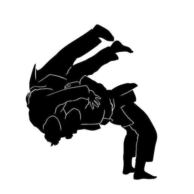 judo fighters silhouette illustration