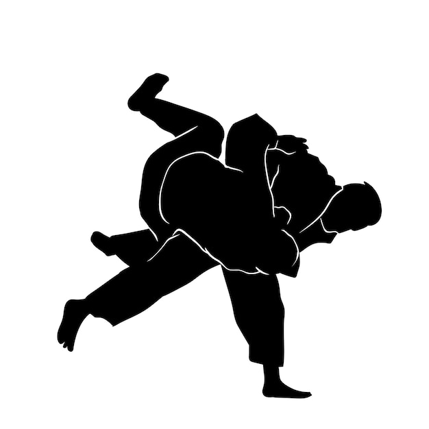 judo fighters silhouette illustration