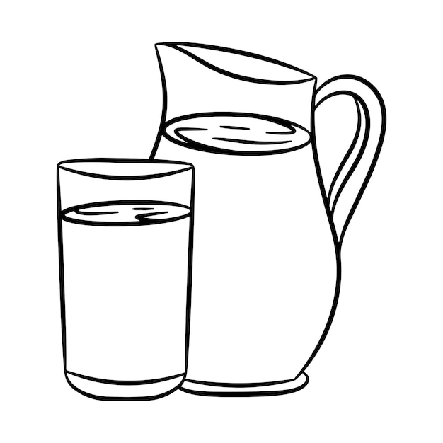 Jug and glass of milk contour