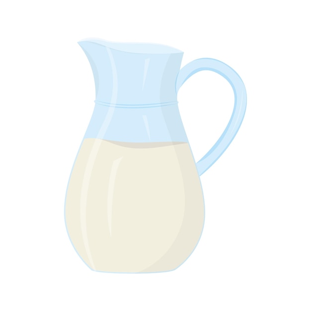 Jug of milk Elements for design farm products healthy food Flat vector illustration