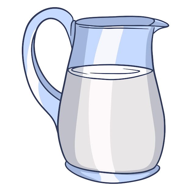 A jug of milk. Milk products. Fresh milk. Farm products. Vector illustration in cartoon style for design and decoration.