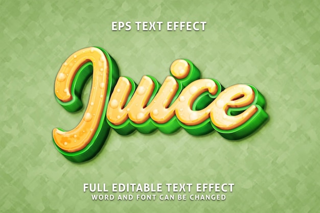 Juice 3d text effect premium vectors