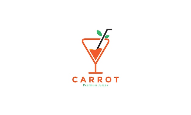 Juice carrot with slim glass logo design vector icon symbol illustration