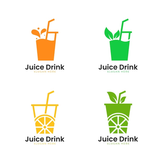 Juice drink logo collection with fresh and fruit concept