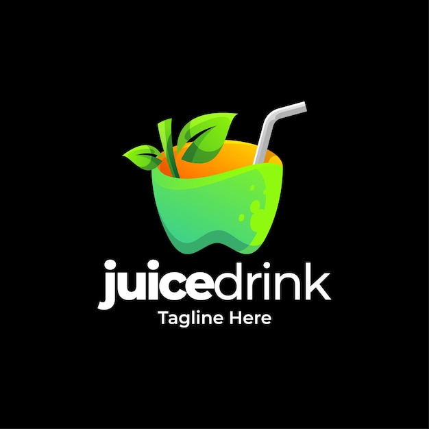 Juice drink with leaf logo gradient