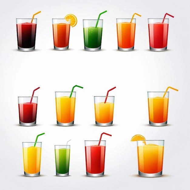 Juice glass vector set white background isolated a high qua