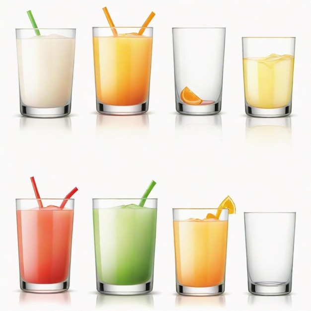 Vector juice glass vector set white background isolated