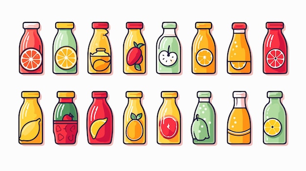 Juice Isolated Icons on White Background Professional Collection of Juice Icons