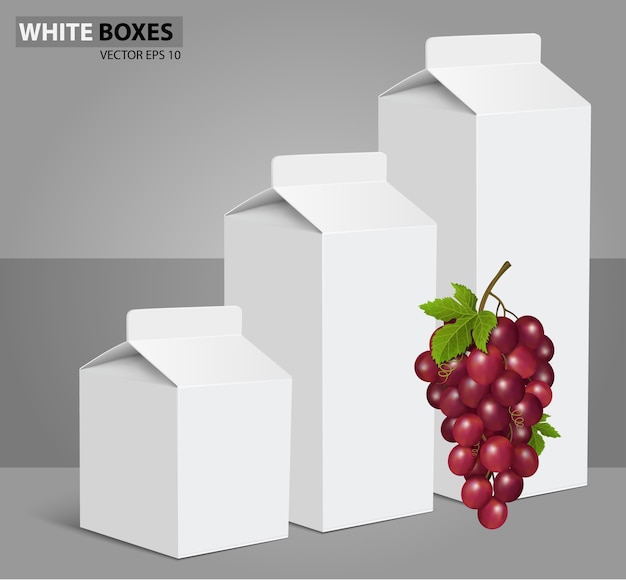 Juice milk blank white carton boxes packages