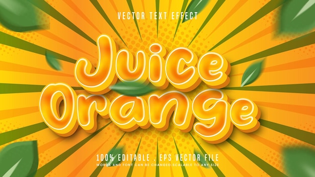 Juice orange nature 3d editable text effect font style