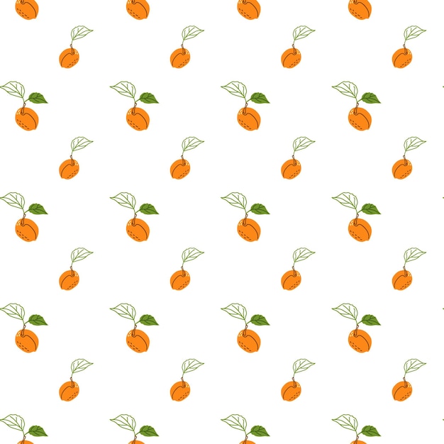 Juicy apricot fruit pattern Exotic plant Hand drawn illustration Repeat background for wallpaper