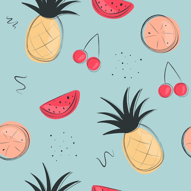 juicy fruits seamless pattern