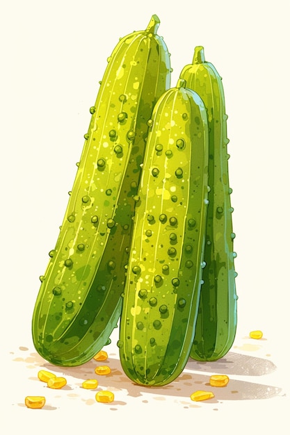 Juicy Green Cucumbers with Striped Skin