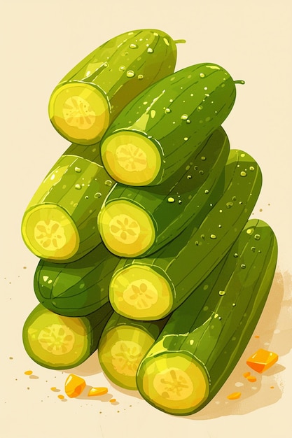 Juicy Green Cucumbers with Striped Skin