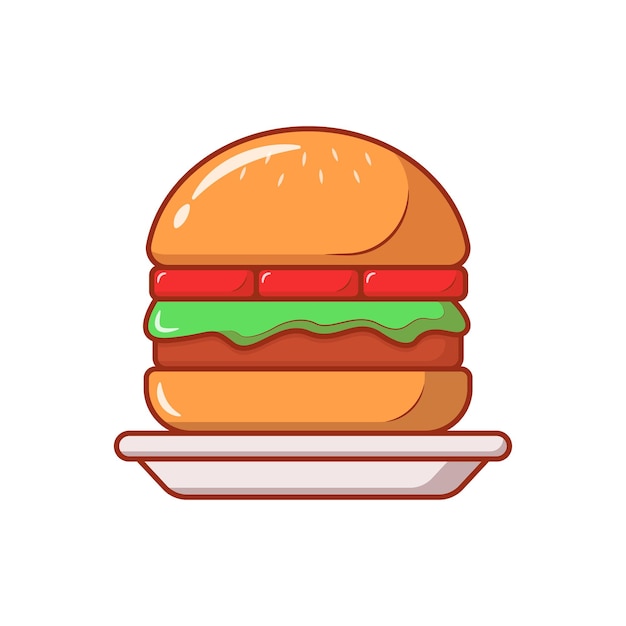 Juicy Hamburger Vector Illustration Cartoon Icon