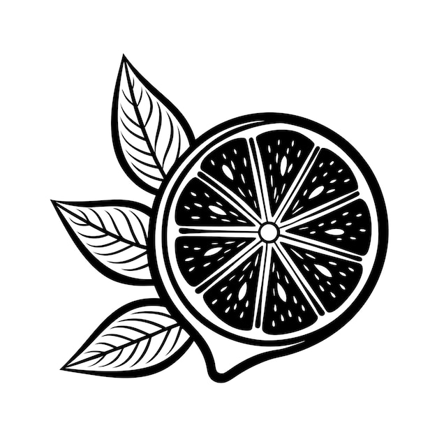 Juicy Lime Slice Vector Illustration Fun Black and White Coloring vector illustration