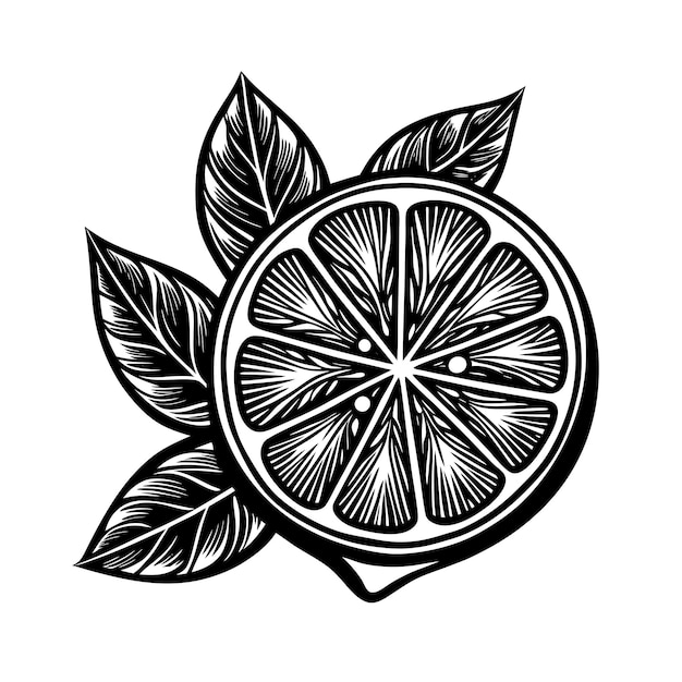 Juicy Lime Slice Vector Illustration Fun Black and White Coloring vector illustration