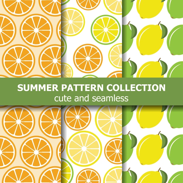 Juicy pattern collection with lemons and oranges.