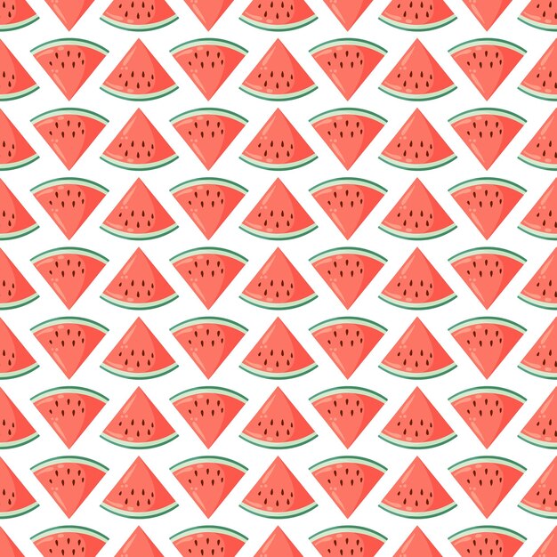 Vector juicy watermelon slices seamless pattern summer fruit flat vector illustration tropical fruit background for baby fabric kids textile packaging wrapping scrapbook wallpaper