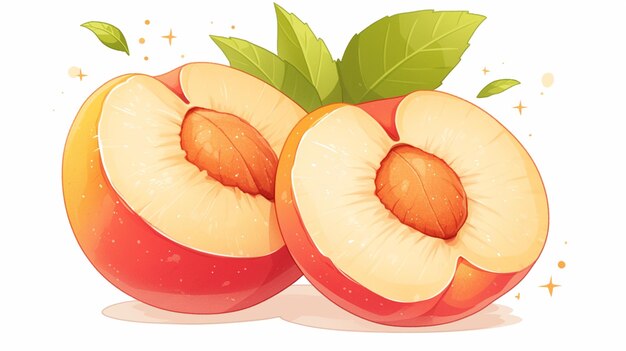 Vector juicy white nectarines with soft fuzzy texture