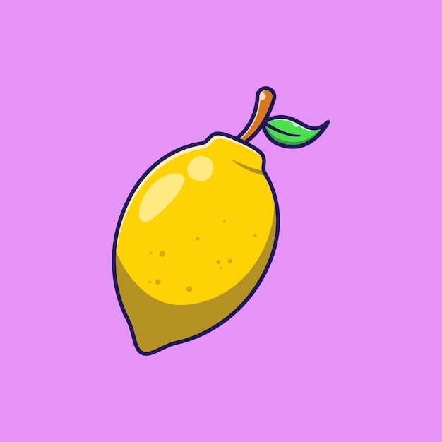 Juicy Whole Ripe Lemon Flat Illustration.